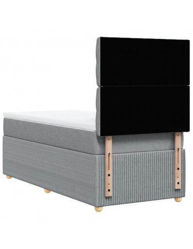 Giroletto a Molle con Materasso Grigio Chiaro 90x200 cm Tessuto