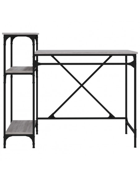 Scrivania Ripiani Grigio Sonoma 105x50x90cm Multistrato e Ferro