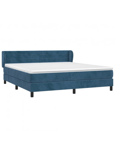 Giroletto a Molle con Materasso Blu Scuro 180x200 cm in Velluto