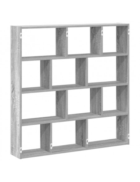 Mensola a Cubo da Muro 12 Scomparti in Truciolato Sonoma Grigio