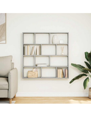 Mensola a Cubo da Muro 12 Scomparti in Truciolato Sonoma Grigio