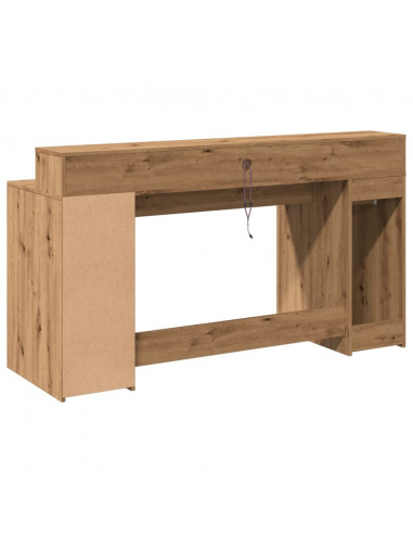 Scrivania con Luci LED Rovere 160x55x91 cm in Legno Multistrato