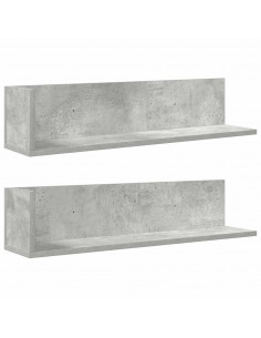 Mensole a Muro 2pz Grigio Cemento 75x16,5x16,5 cm in Truciolato 2