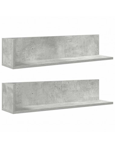 Mensole a Muro 2pz Grigio Cemento 75x16,5x16,5 cm in Truciolato