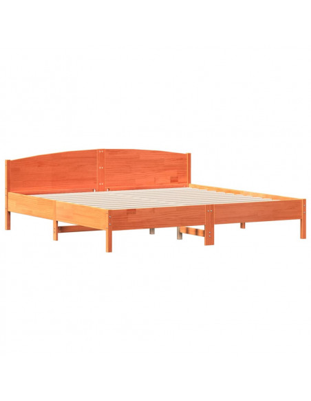 Giroletto con Testiera Marrone Cera 200x200 cm Massello Pino
