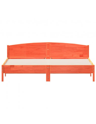 Giroletto con Testiera Marrone Cera 200x200 cm Massello Pino