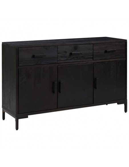 Credenza Nera 110x35x70 cm in Legno Massello di Pino