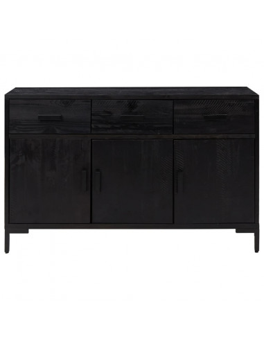 Credenza Nera 110x35x70 cm in Legno Massello di Pino