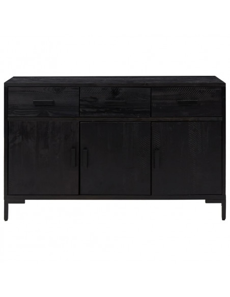 Credenza Nera 110x35x70 cm in Legno Massello di Pino
