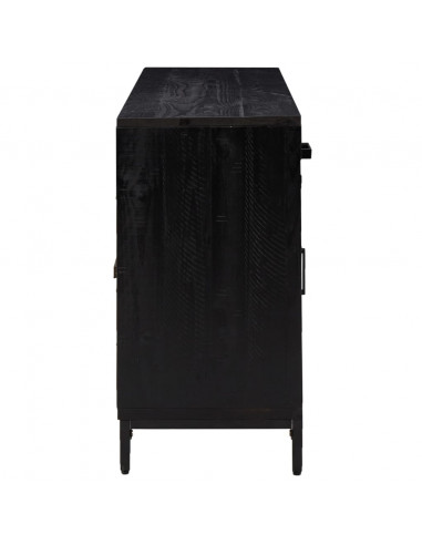 Credenza Nera 110x35x70 cm in Legno Massello di Pino