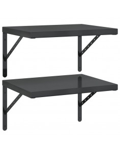 Mensole a Muro 2 pz 50x40 cm Nero in Acciaio Inossidabile 2