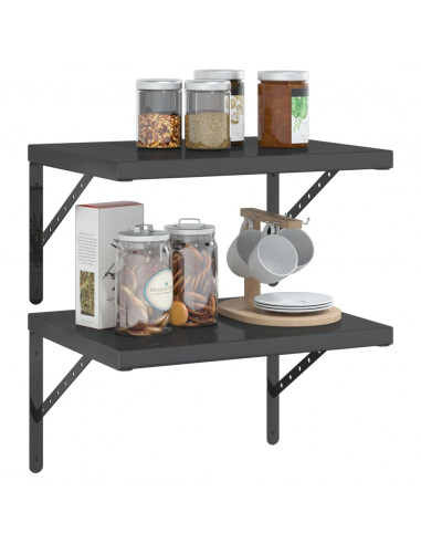 Mensole a Muro 2 pz 50x40 cm Nero in Acciaio Inossidabile