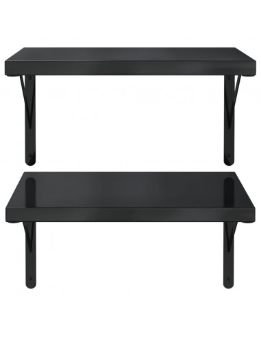 Mensole a Muro 2 pz 50x40 cm Nero in Acciaio Inossidabile