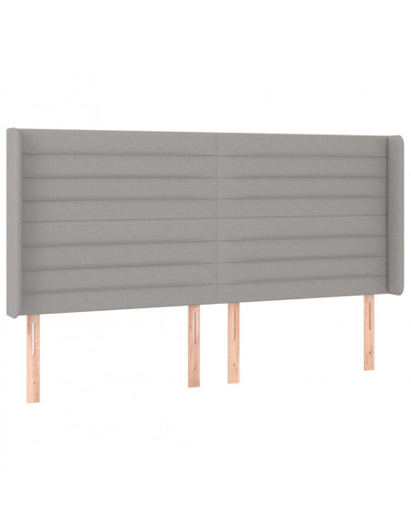 Testiera a LED Grigio Chiaro 183x16x118/128 cm in Tessuto