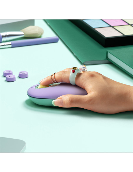 Logitech POP Mouse Wireless con Emoji personalizzabili, Tecnologia SilentTouch, Precisione e Velocità, Design Compatto, Bluetoo