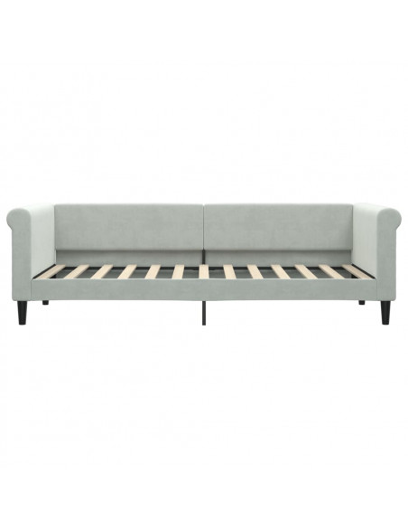 Divano Letto Estraibile Cassetti Grigio Chiaro 80x200cm Velluto