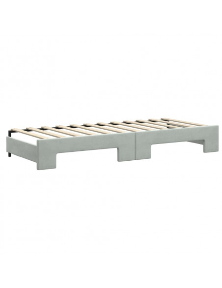 Divano Letto Estraibile Cassetti Grigio Chiaro 80x200cm Velluto