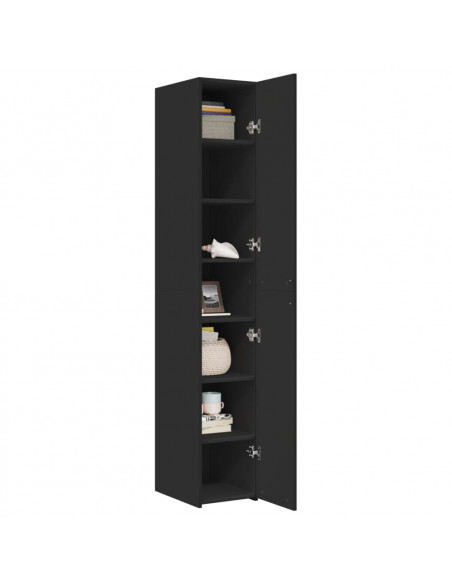 Credenza Nera 30x42,5x185 cm in Legno Multistrato