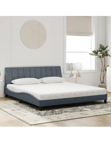 Letto con Materasso Grigio Scuro 180x200 cm in Velluto