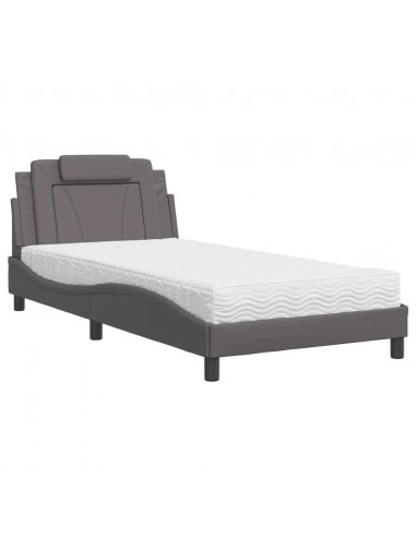 Letto Materasso Grigio 100x200 cm in Similpelle