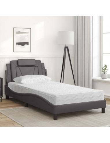 Letto Materasso Grigio 100x200 cm in Similpelle