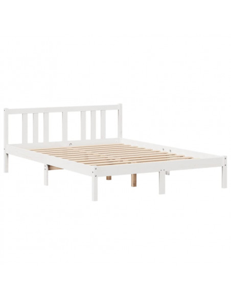 Giroletto con Testiera Bianco 150x200 cm Legno Massello di Pino