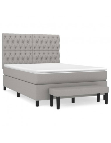 Giroletto a Molle con Materasso Grigio Chiaro 140x200cm Tessuto