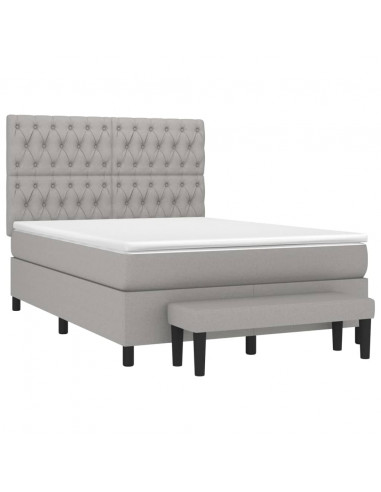 Giroletto a Molle con Materasso Grigio Chiaro 140x200cm Tessuto