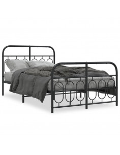 Giroletto con Testiera e Pediera Metallo Nero 120x190 cm 2