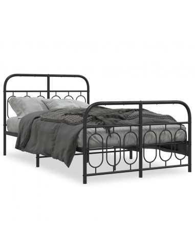 Giroletto con Testiera e Pediera Metallo Nero 120x190 cm