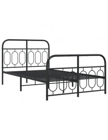 Giroletto con Testiera e Pediera Metallo Nero 120x190 cm