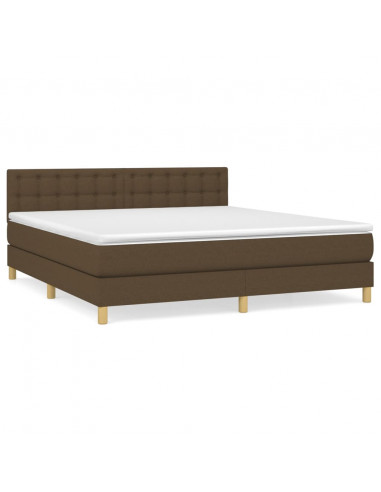 Giroletto a Molle con Materasso Marrone Scuro 160x200cm Tessuto