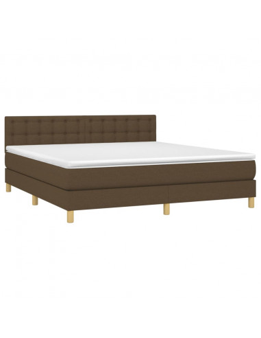 Giroletto a Molle con Materasso Marrone Scuro 160x200cm Tessuto