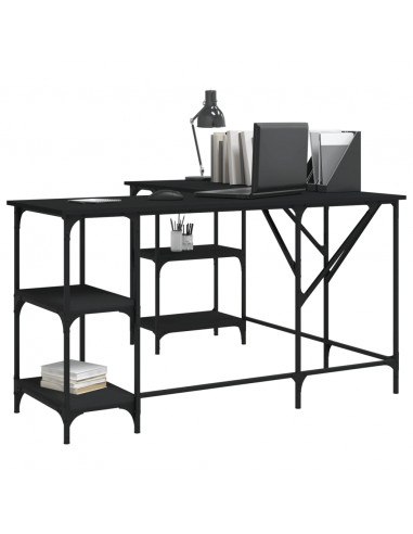 Scrivania Nera 139x139x75 cm in Legno Multistrato