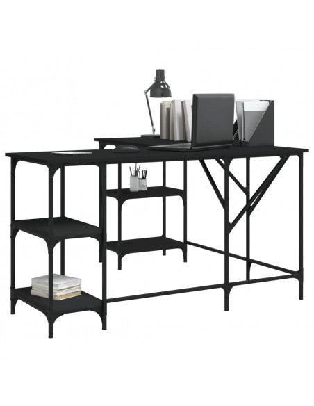 Scrivania Nera 139x139x75 cm in Legno Multistrato