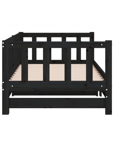 Dormeuse Estraibile Nera 2x(90x190) cm Legno Massello di Pino