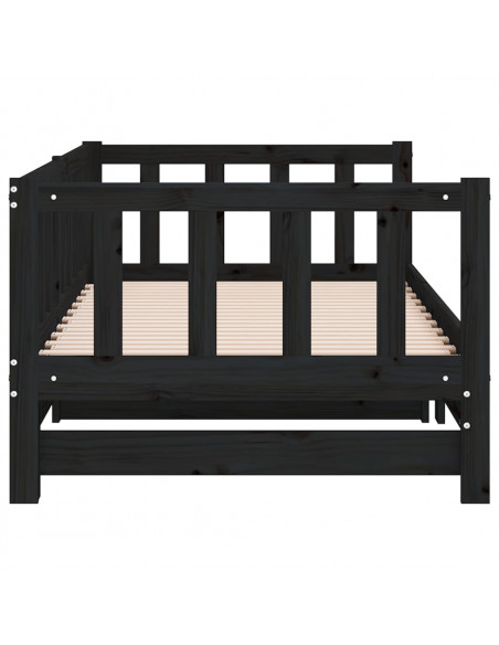 Dormeuse Estraibile Nera 2x(90x190) cm Legno Massello di Pino