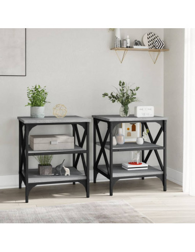 Tavolini 2 pz Grigio Sonoma 40x42x50 cm in Legno Multistrato
