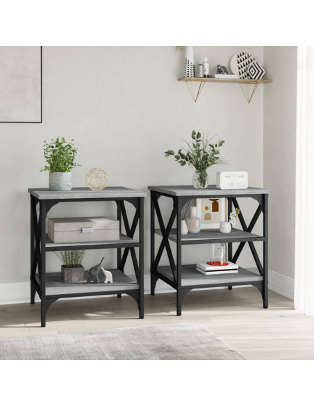 Tavolini 2 pz Grigio Sonoma 40x42x50 cm in Legno Multistrato