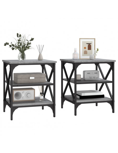 Tavolini 2 pz Grigio Sonoma 40x42x50 cm in Legno Multistrato