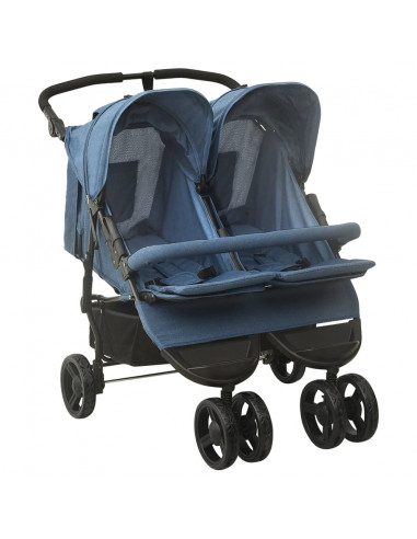 Passeggino Gemellare Blu Marino in Acciaio