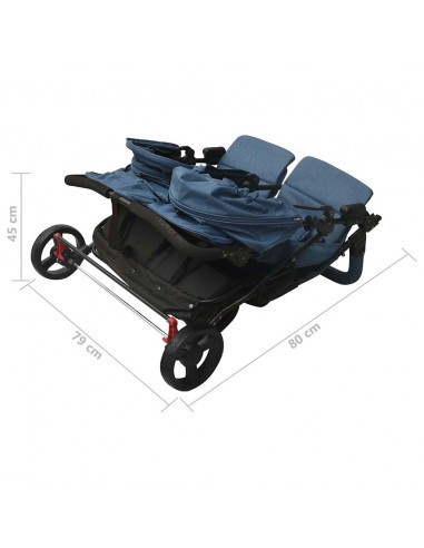 Passeggino Gemellare Blu Marino in Acciaio