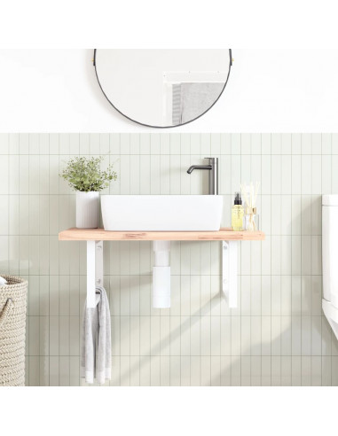 Reggimensole per Lavabo 2 pz Bianche Rettangolari in Acciaio