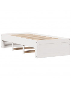 Letto Libreria senza Materasso Bianca 90x200 cm Legno di Pino 2