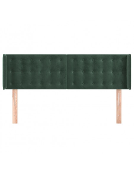 Testiera ad Orecchio Verde Scuro 147x16x78/88 cm in Velluto