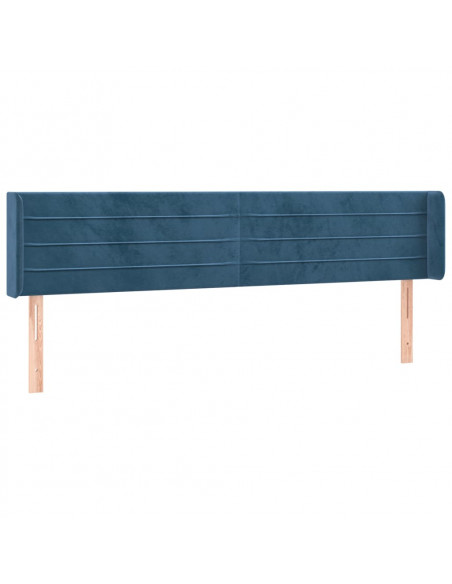 Testiera ad Orecchio Blu Scuro 203x16x78/88 cm in Velluto