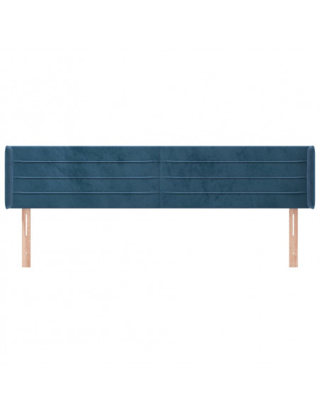 Testiera ad Orecchio Blu Scuro 203x16x78/88 cm in Velluto