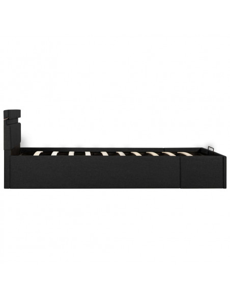 Giroletto con Contenitore e LED Grigio Scuro Tessuto 100x200 cm