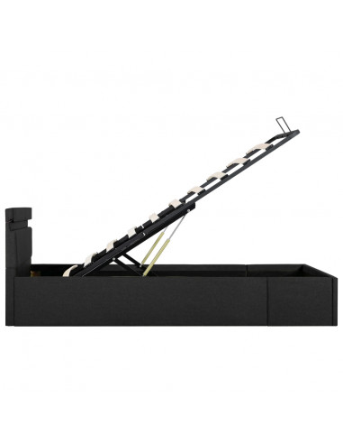 Giroletto con Contenitore e LED Grigio Scuro Tessuto 100x200 cm