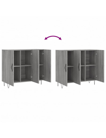 Credenza Grigio Sonoma 90x34x80 cm in Legno Multistrato